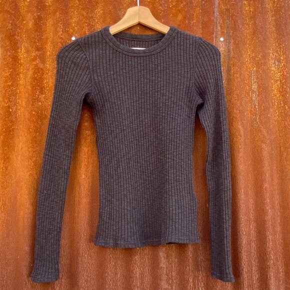 Everlane Cozy Rib Long-Sleeve Tee - size XS Black - Picture 2 of 13